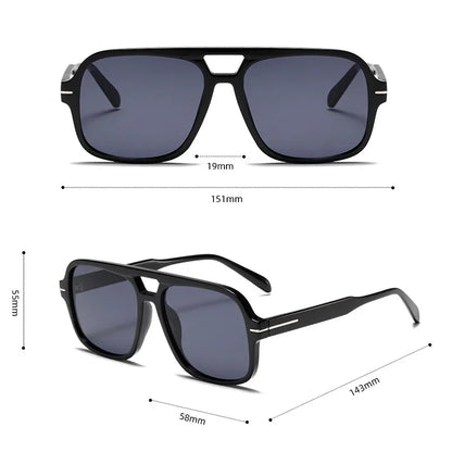3507 Double Bridge Square Fashion Sunglasses - UV400 Vintage Pilot Style Shades, Retro Classic Sun Glasses for Men Women 411240