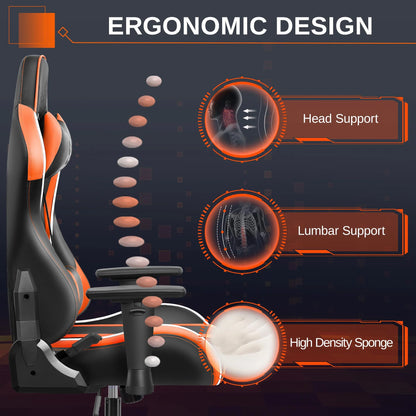 Gaming Chair, Ergonomic Office Chair with Headrest Lumbar Pillow, Multi-Level Adjustable Swivel Computer Chair, Orange