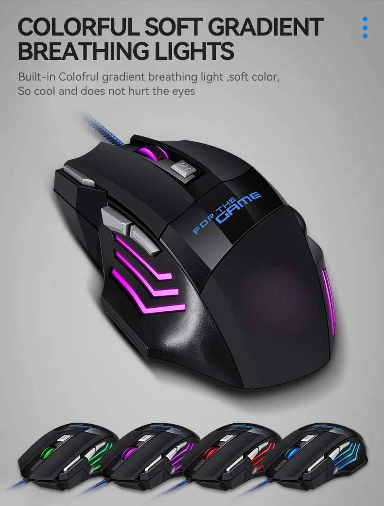 G6 kabelgebundene USB-Gaming-Maus mit 7 Tasten, Scrollrad, 5500DPI einstellbarem optischem Sensor und ergonomischem E-Sport-Design für Laptop, PC, Xiaomi