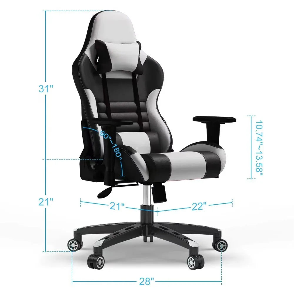 Chaise de jeu PC gamer moderne de luxe avec repose-pieds inclinable, chaise de jeu de course