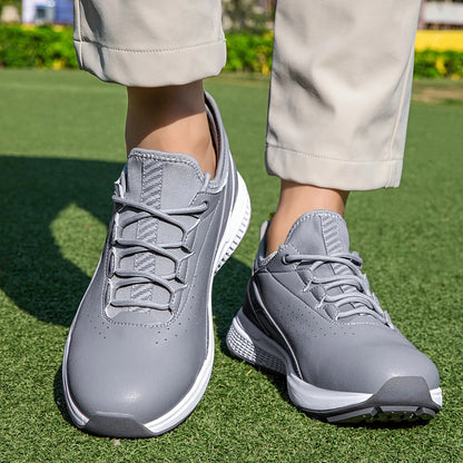 Golf Sports Shoes for Men, Waterproof High-Quality Leather Golf Competition Sports Shoes, Formal Golf Course Training Shoes for Men