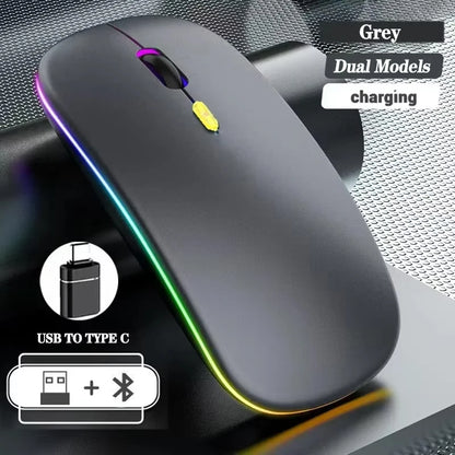 Ratón inalámbrico recargable de doble modo, compatible con Bluetooth y USB 2.4G, para ordenador, portátil, iPad, tablet y notebook, ratón gaming