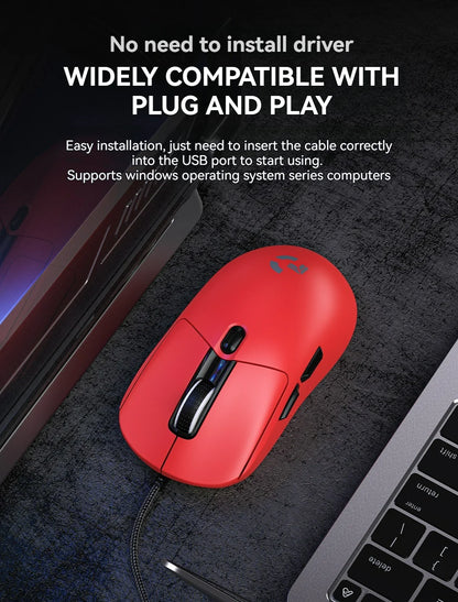 Mouse de gaming cu fir, 6 niveluri DPI ajustabile până la 12800DPI, cip Instant A825, iluminare RGB, programare macro, design ergonomic, mouse universal