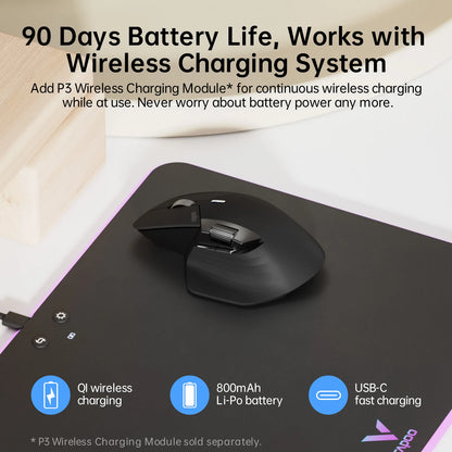 Mouse wireless ricaricabile multimodale Rapoo MT760L/MT760M ergonomico 4000 DPI, supporta fino a 4 dispositivi, mouse Bluetooth