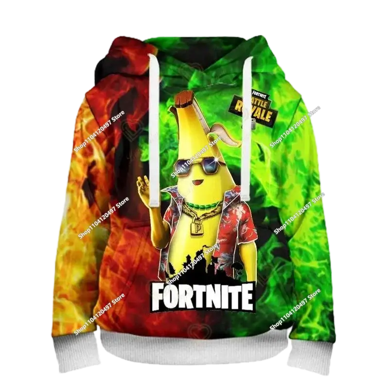 Суитшъри с качулка за момчета и момичета Fortnite, детски пуловер с 3D принт, суитшъри Battle Royale за мъже, есенна модна детска дреха
