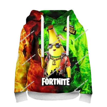 Суитшъри с качулка за момчета и момичета Fortnite, детски пуловер с 3D принт, суитшъри Battle Royale за мъже, есенна модна детска дреха