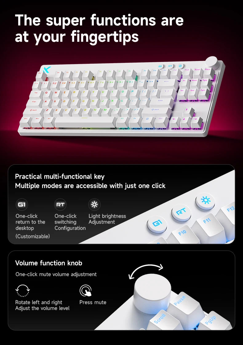 Mchose Mix87 Magnetic Switch Keyboard Wired Gaming Keyboard 8K+256K Esport 0.08ms Low Latency E-Sports Custom Gamer Accessories