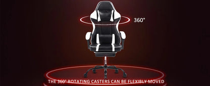 Ergonomic Gaming Chair with Footrest, High-Back Video Game Chair Computer Chair, Office Chair with Headrest and Lumbar, PU Leather