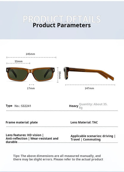 TFTB Fashion Trend Polarized Men's and Women's Sunglasses High quality Acetate Retro Square UV Protection Driving Glasses S32241