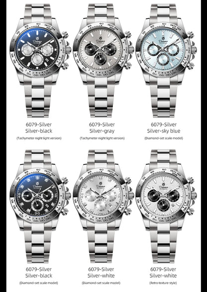 Watch For Men Luxury Stainless Steel Clock Fashion Casual Multi-functional Design Automatic Mechanical Wristwatch