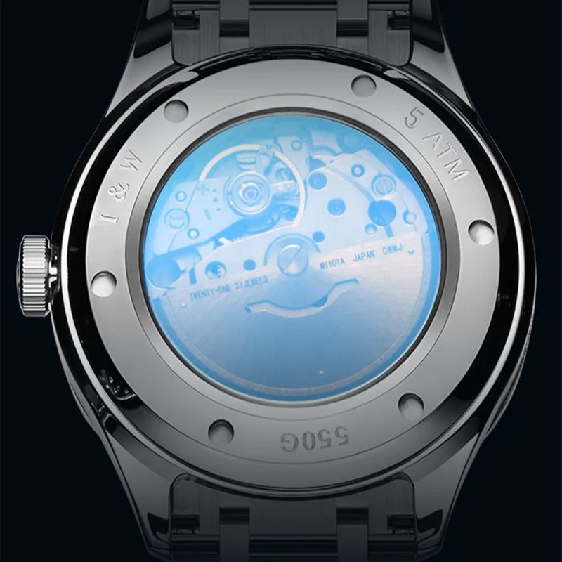 Ceas mecanic de lux pentru bărbați Reloj CARNIVAL din tungsten, mecanism automat MIYOTA 8205, rezistent la apă.