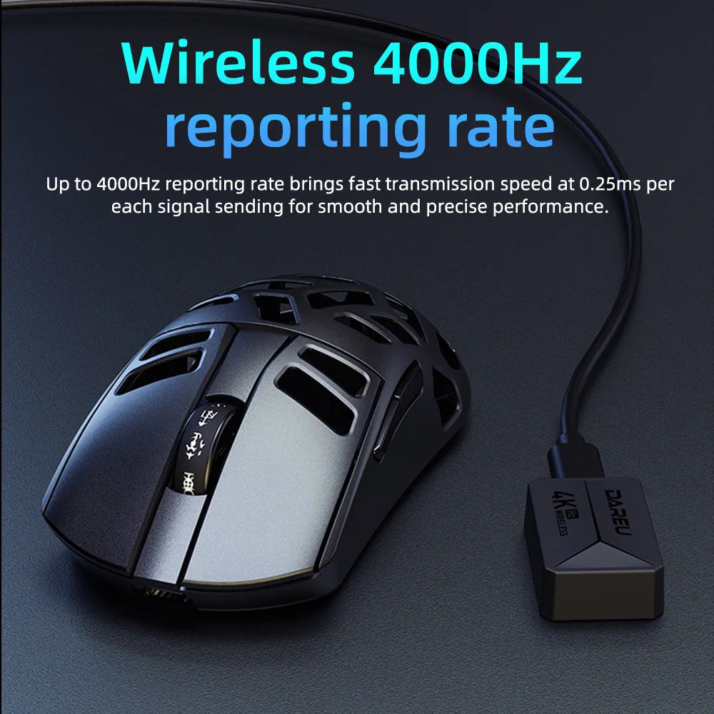 DAREU Al-mg Tri-Mode 8Khz PBT kabellose Gaming-Maus mit Schnellladefunktion PAW3950 30000 DPI, leicht, für PC-Gamer