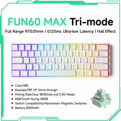 Teclado mecánico Akko MonsGeek FUN60 con interruptores magnéticos 60% para gaming, Rapid Trigger 0.01mm, 8K ARGB, teclado personalizado HE/TMR