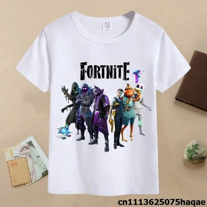 Summer Fortnite Children T-shirt Cartoon Game Figure Printed T-shirt Boys Casual Sports T-shirt Short Sleeves Kids Clothing