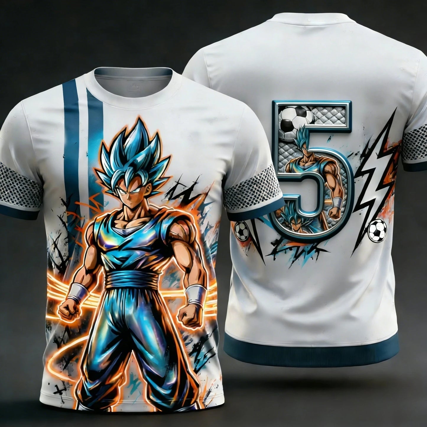 2026 Summer New Adult Men's Dragon Ball Goku 3D Printed Special Football Jersey Numbers 1 To 10 Kids Anime T-Shirt Unisex Y2k