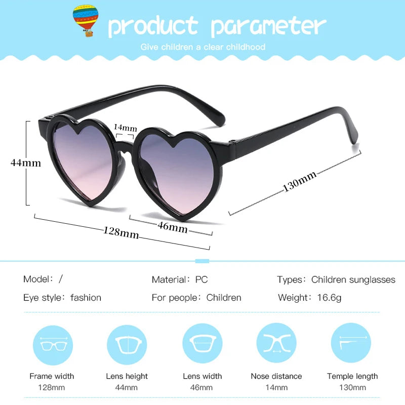New Kids Cartoon Heart Sunflower Fruit Rabbit Ears Sunglasses Girls Boy Children Outdoor Round Polarized UV400 Sun Glasses