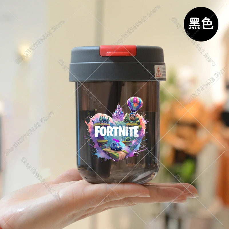 Game Fortnites Mini Straw Cups School Student Plastic Water Bottle Children Leak-proof Coffice Milk Cups Travel Outdoor Office