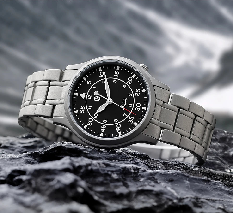 BERNY Titanium Men Quartz Watch AR Coating Sapphire Fashion Wristwatch Luminous VH31 Ultra-thin Wristwatch Waterproof 5ATM Watch