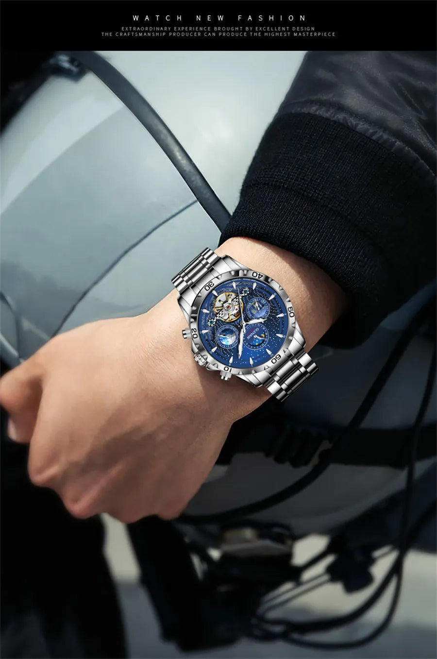 GLENAW Design Mens Watches Top Brand Luxury Fashion Business Automatic Watch Men's Waterproof Mechanical Watch Montre Homme