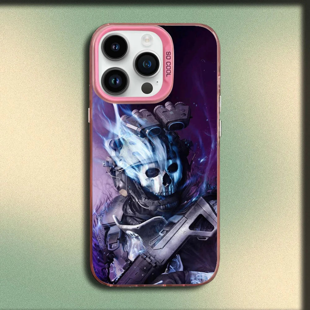 COD Call Of Duty G-Ghosts Phone Case For iPhone 16,15,14,13,12,11,Mini,Pro,MAX Pink Matte Silicone Cover