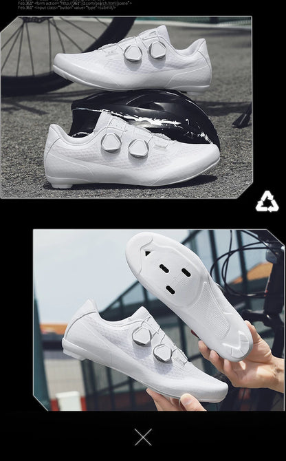 Zapatillas de ciclismo de velocidad para hombre, zapatillas de ciclismo de carretera, zapatillas con calas, zapatillas SPD, zapatillas de ciclismo para pedales planos, calzado de ciclismo para hombre, calzado para actividades al aire libre, color blanco