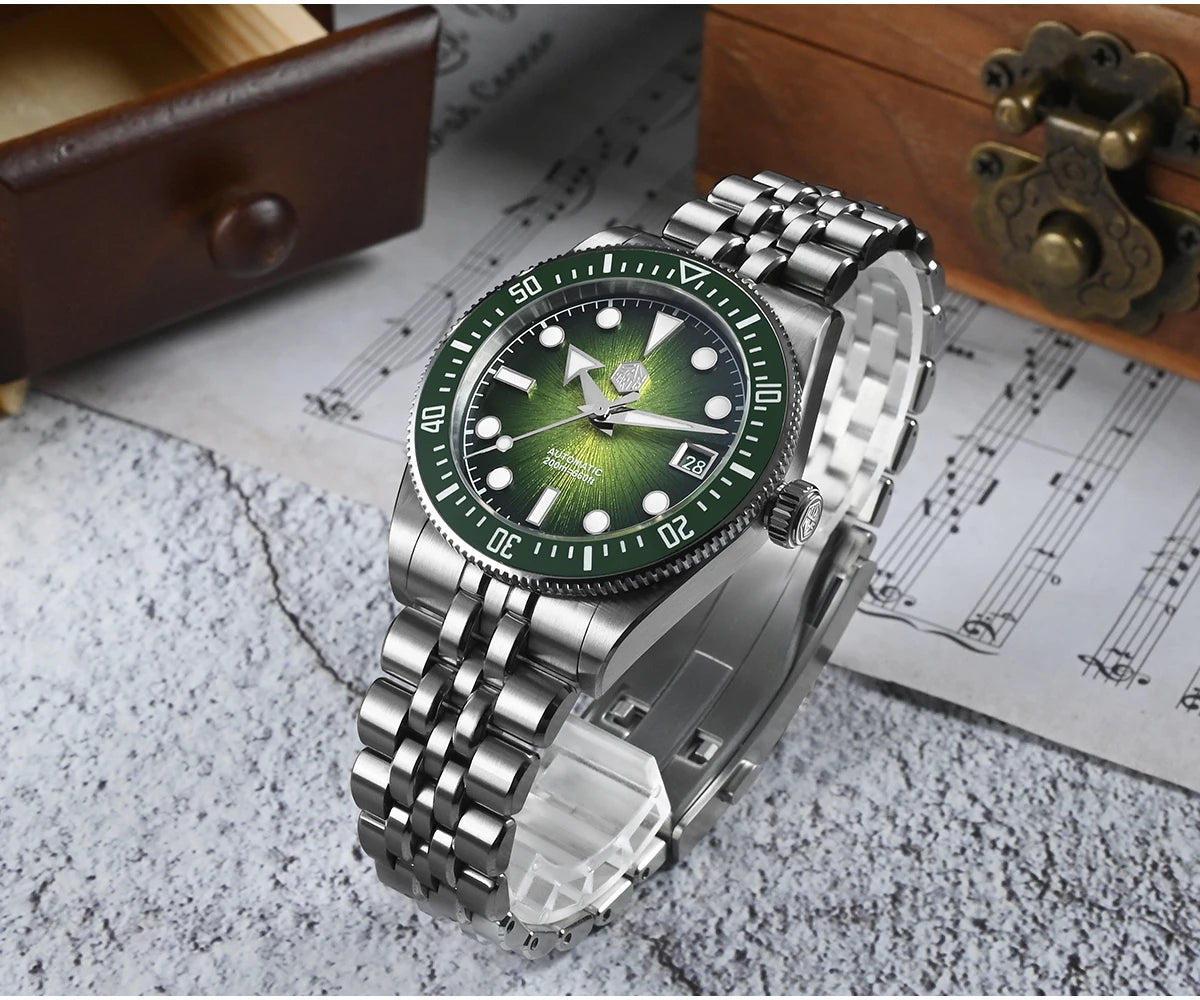 San Martin 37.5mm 40mm Men Diver Watch Miyota 9015 Enamel Dial Luxury Automatic Mechanical Wristwatch Waterproof 200m SN0148