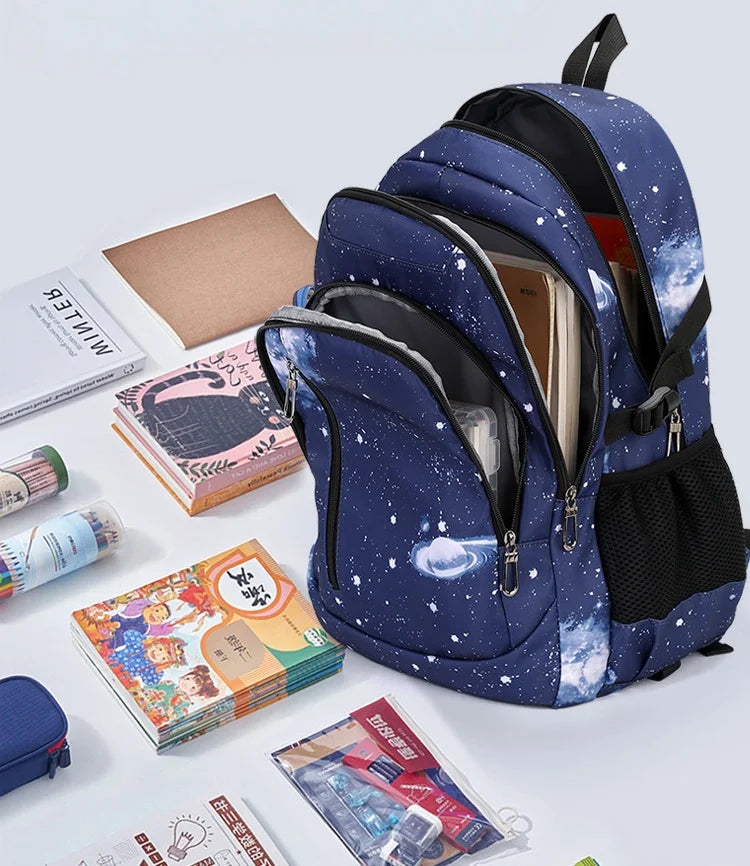 Fortnite Starry Sky Backpack Large Capacity Waterproof Laptop Bag Game Character Print Student Pack Boys and Girls Back to School Bag