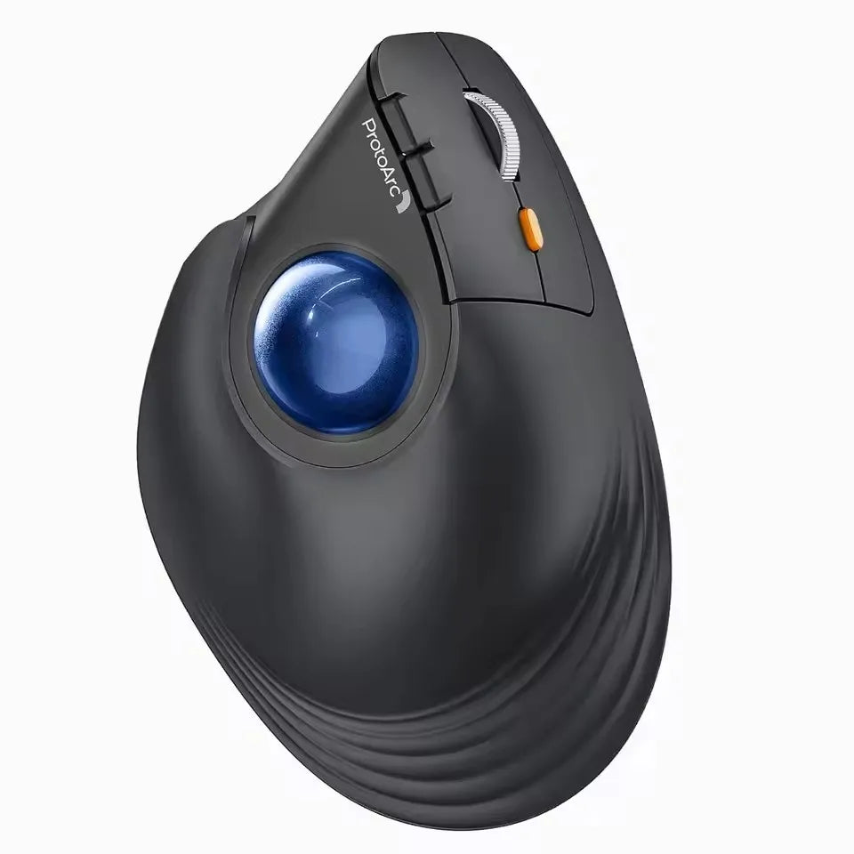 ProtoArc EM05NL Ratón trackball inalámbrico recargable Bluetooth ergonómico vertical con bola para ordenador, iPad, Mac y Windows