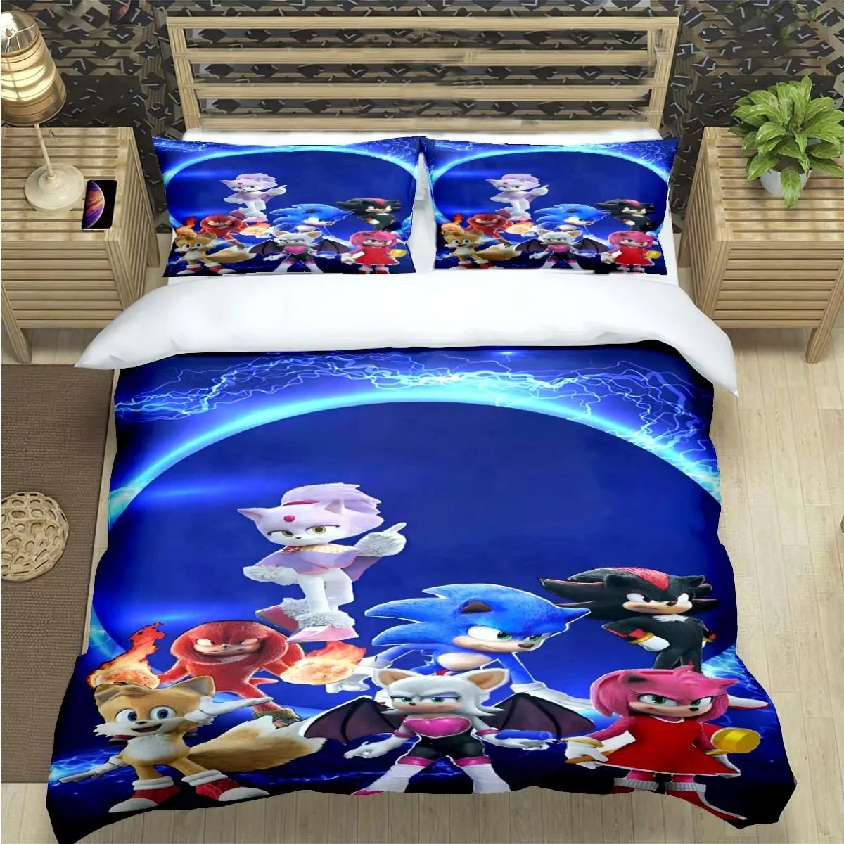 Fashion Cartoon Role Characters Print Bedding Set Sonic Duvet Cover Comforter Bed Youth Kids Girl Boys Luxury Birthday Gift