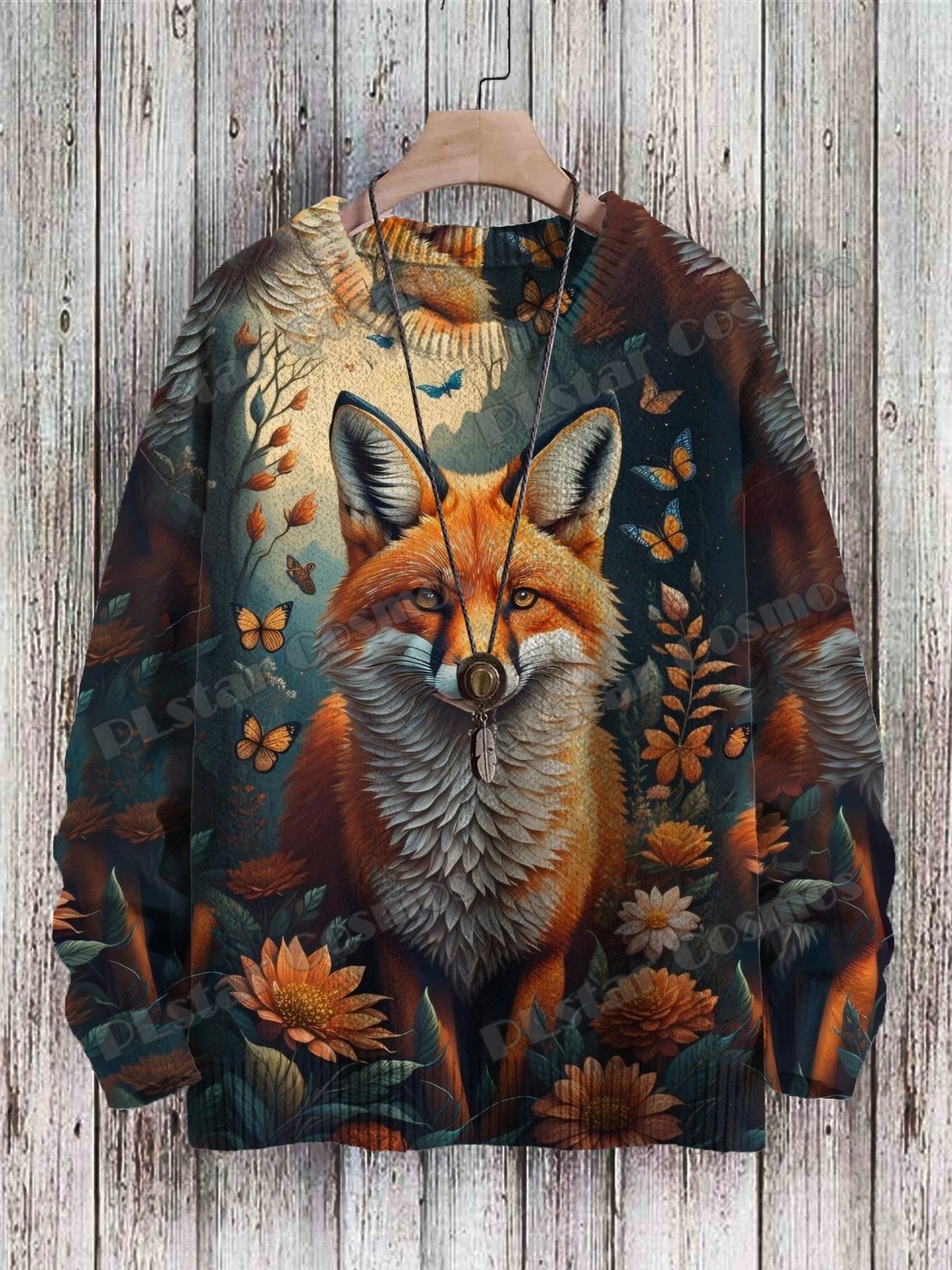 PLstar Cosmos Retro Dragon & Deer Art Pattern 3D Printed Mens Knitted Pullover Winter Unisex Casual Knit Pullover Sweater ZZM118