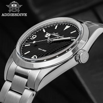 ADDIESDIVE New Men's Analog Watch Bubble Mirror Glass 100m Luminous Men's Quartz Watches with Stainless Steel Bracelet AD2096