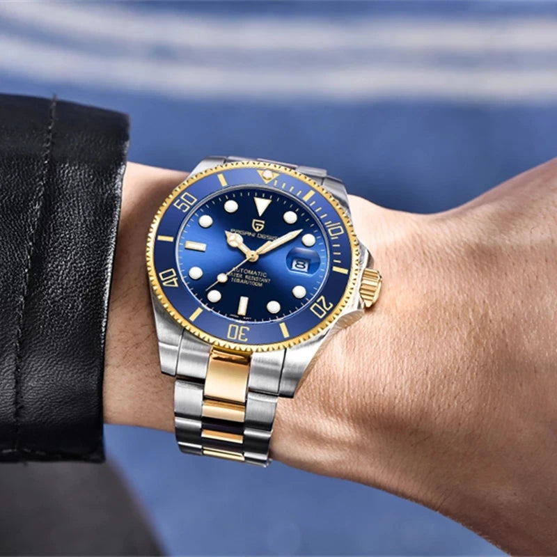 New PAGANI DESIGN Diving Automatic MechanicalWatch Luxury Sports WaterproofWatch Stainless Steel Sapphire Luminous Watch for Men