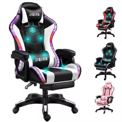 RGB Massage Gaming Chair Adjustable Racing Computer Gaming Chair with Ergonomic Design, Reclining Gamer Chair for Office, PC Gaming & Home Setup