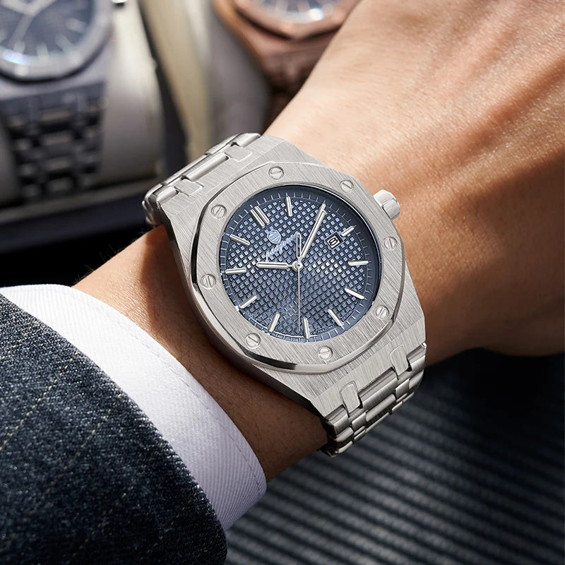 PAAZOMU Luxury Square Man Quartz Watch Waterproof Luminous Date Men's Watch High Quality Stainless Steel Business Men Watches