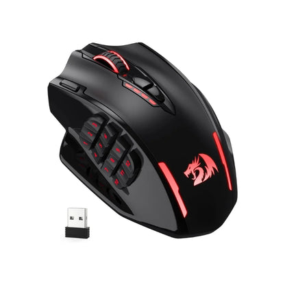 Herní myš Redragon M913, 16000 DPI, kabelová / bezdrátová 2.4Ghz, RGB optická myš pro hráče, 16 programovatelných tlačítek, černo-bílá