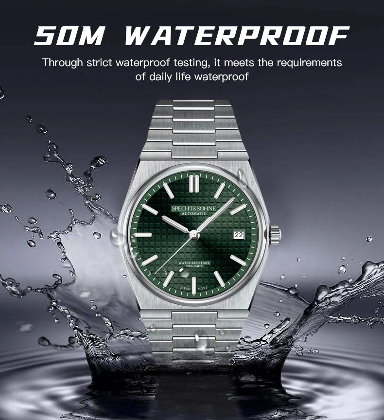 SPECHT&SOHNE New 37MM Men's Watches Luxury Automatic Watch For Men Rose Gold Stainless Steel Mechanical Wristwatch Waterproof