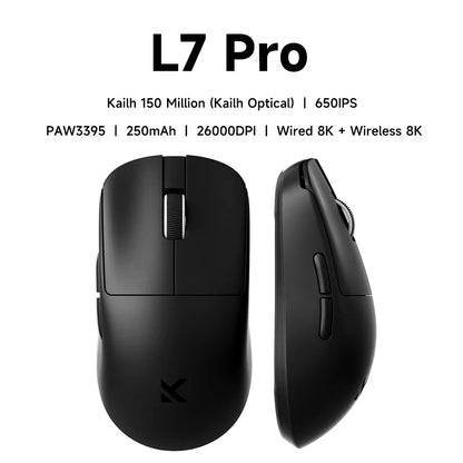 MCHOSE L7 Ultra+ Medium Large håndmus til gaming, e-sport, PAW3950, trådløs med tre tilstande, let kontormus med dual-drive til computer