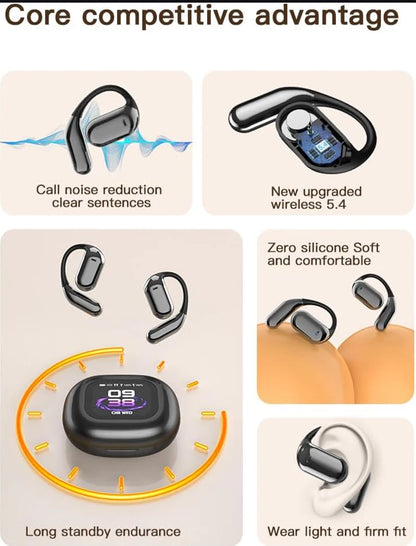 UYUXIO OWS AI Translation Earbuds with LCD Touch Screen, 144 Languages Real-Time Translator Earphones, Wireless Bluetooth Translating Headphones with Noise Cancellation