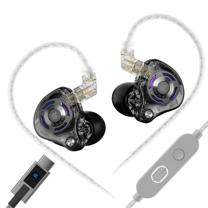 Auriculares IEM Gaming KZ Gale – Monitor In-Ear HiFi con driver superlineal y cable desmontable de 2 pines chapado en plata