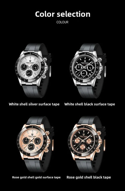 PAGANI DESIGN 40MM V2 Sky Blue Dial Classics Men Quartz Watches Sapphire Retro Chronograph Stainless Steel Waterproof Watch Men