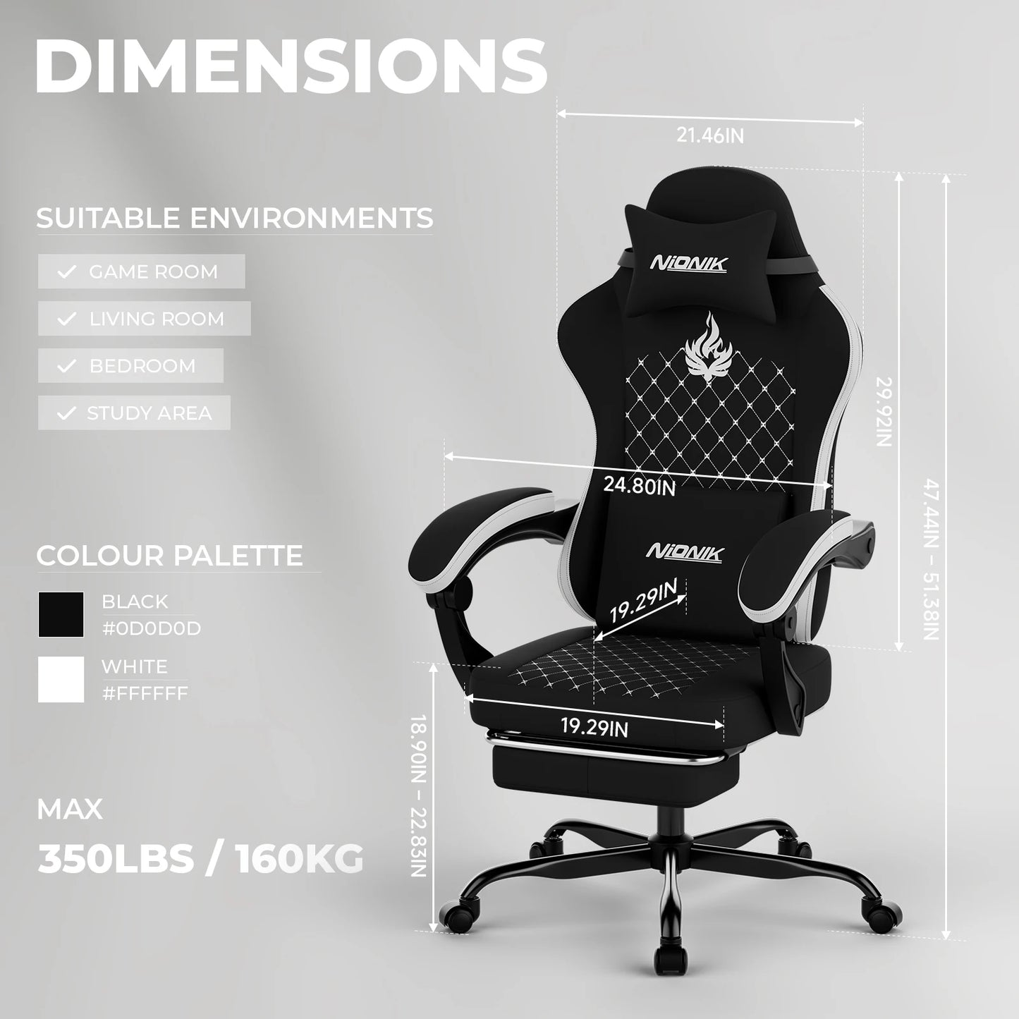 Gaming Chair High Back Ergonomic Computer Chair With Footrest Reclining Adult Comfortable Office Chair 