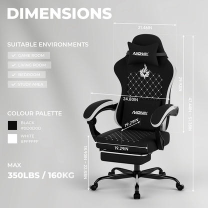Gaming Chair High Back Ergonomic Computer Chair With Footrest Reclining Adult Comfortable Office Chair 