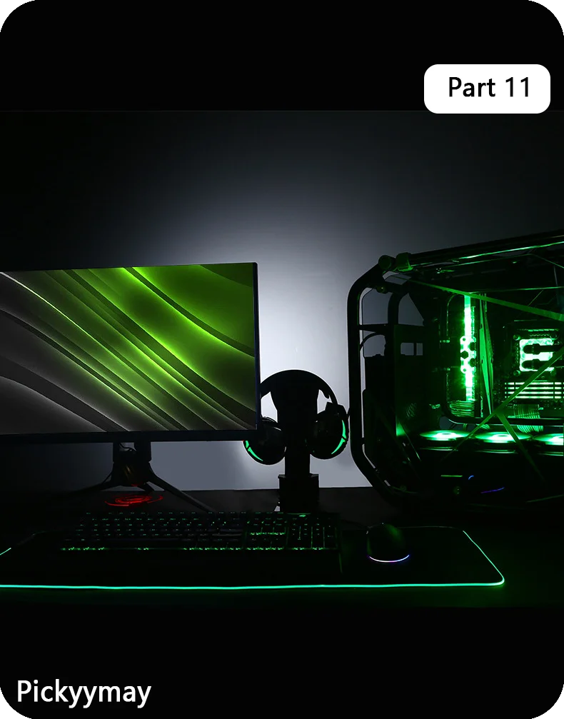 Velká RGB herní podložka pod myš, LED podložka pod myš pro hráče, podložka na stůl k PC, RGB podložka pod klávesnici XXL 90x40cm