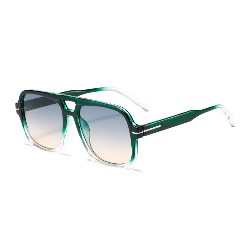 3507 Double Bridge Square Fashion Sunglasses - UV400 Vintage Pilot Style Shades, Retro Classic Sun Glasses for Men Women 411240