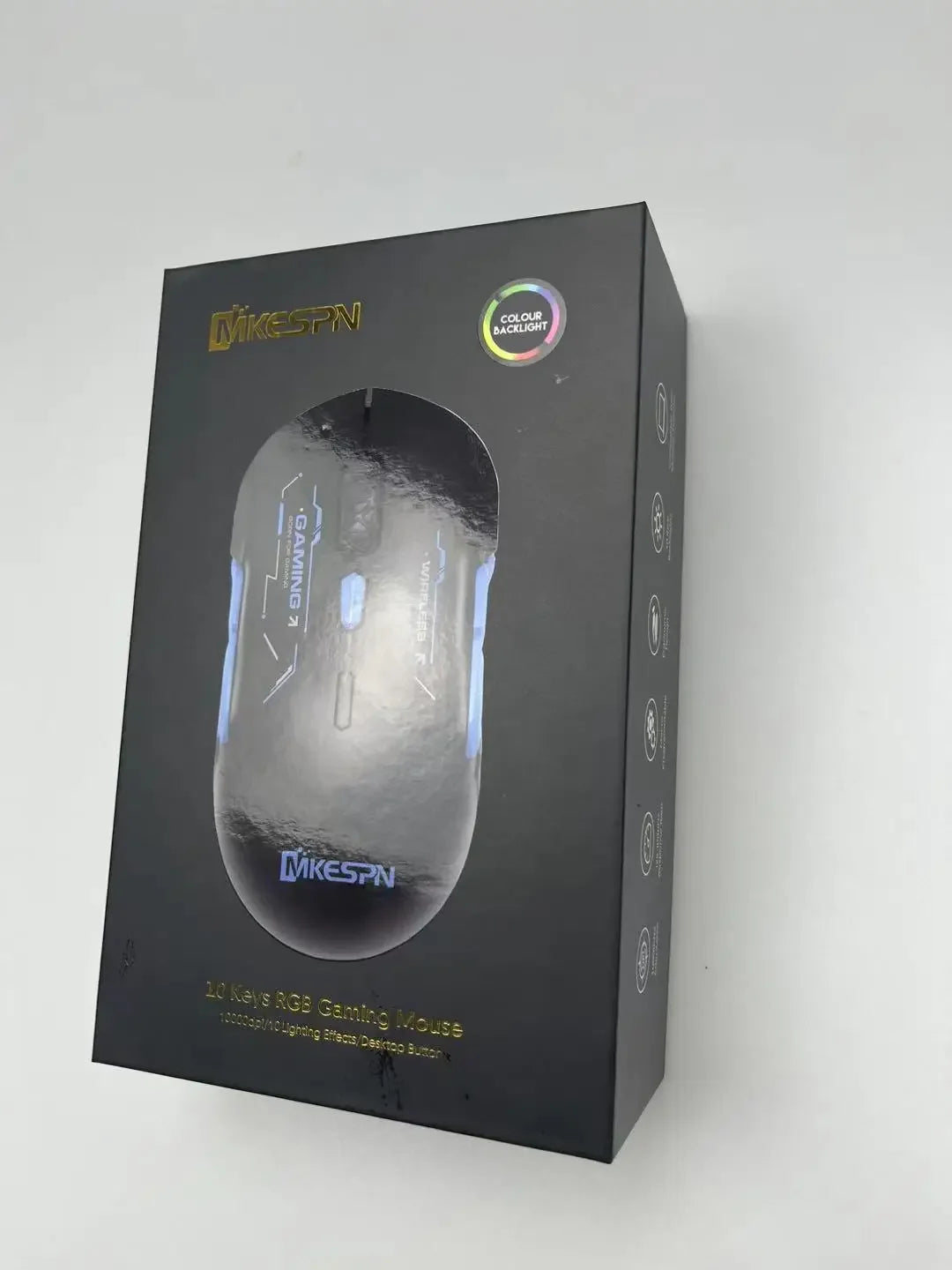 MKESPN W12 10-knappers makro-gamingmus til begge hænder, trådløs Bluetooth, multikanal, tri-mode, stor RGB, ergonomisk og ambidekstral