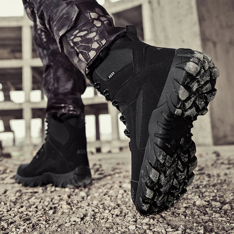 Chaussures de neige antidérapantes pour hommes, bottines montantes à plateforme, confortables et chaudes, bottes d'hiver pour hommes, bottes de couture dans le désert