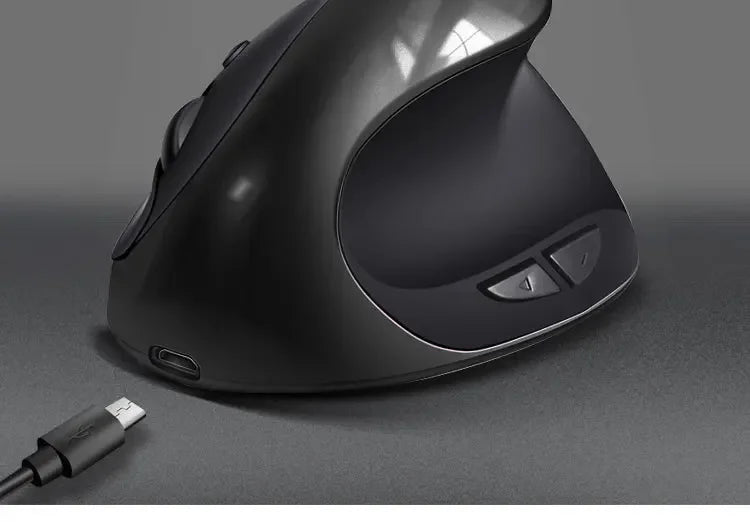 Mouse vertical ergonomic wireless reîncărcabil BTS-908, foarte popular, cu receptor USB 2.4G, DPI reglabil 1600 și 6 butoane