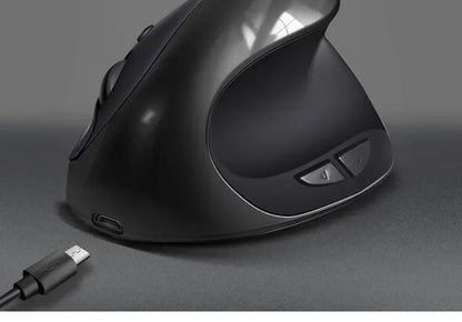 Mouse vertical ergonomic wireless reîncărcabil BTS-908, foarte popular, cu receptor USB 2.4G, DPI reglabil 1600 și 6 butoane