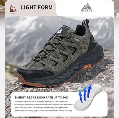 ‌Hikeup Men's Outdoor Hiking Shoes Lightweight Energy Return Trekking Walking Sports Shoes with Strong Grip & Support