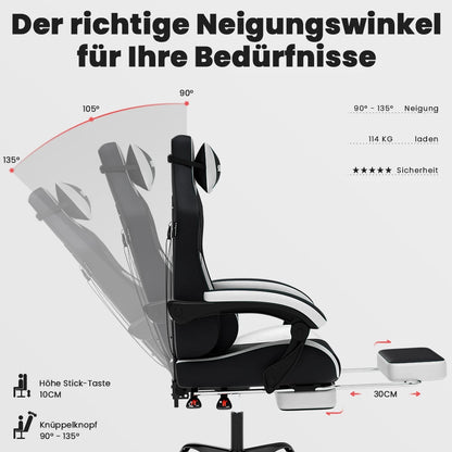 SUKIDA Ergonomic Racing Gaming Chair Adjustable Swivel with Headrest and Lumbar Support for Office and Gaming